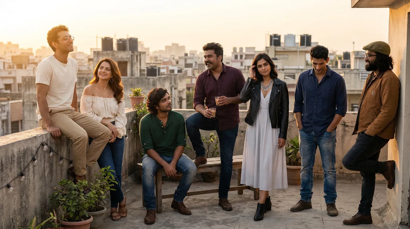 The Lesser Mortals on a Bangalore rooftop at golden hour
